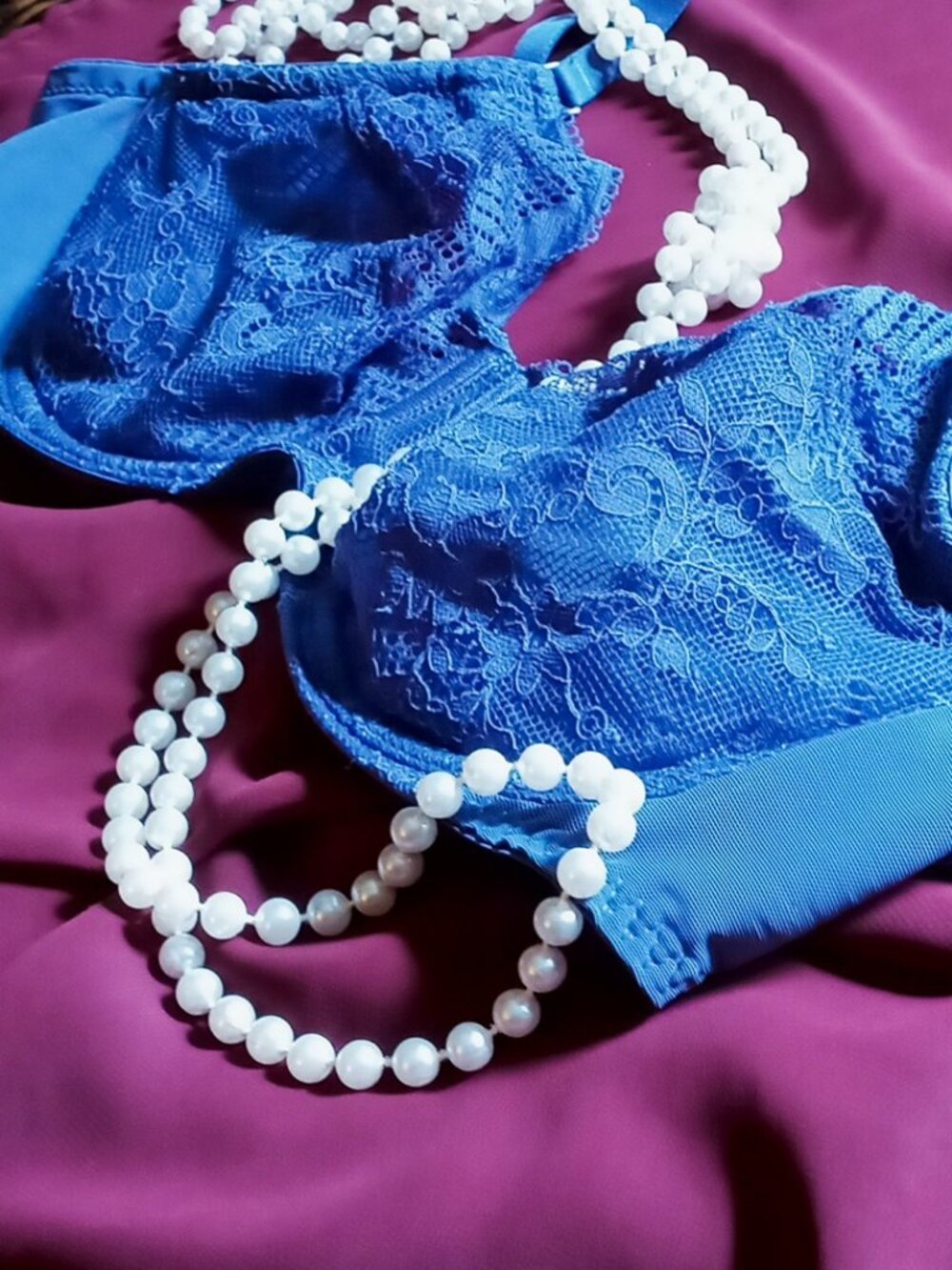WACOAL Sensu Lace Underwire Bra Dark Azure Blue 36D Sexy (bought in Paris) NWOT